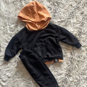 Boys Black and Orange Hoodie Set
